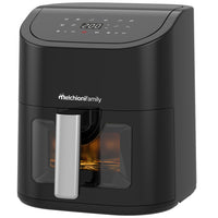 Melchioni Family | Friggitrice ad Aria MARIANNA, Capacità 5,2 litri, con Finestra Trasparente e Display Digitale, Air Fryer Senza Olio con 9 Programmi, 50-200°, Colore Nero 