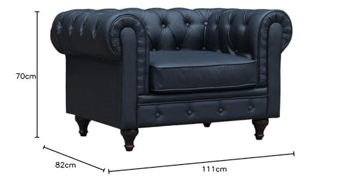 Poltrona Chesterfield Nero Tessuto 111x82x70 cm Habitat et Jardin