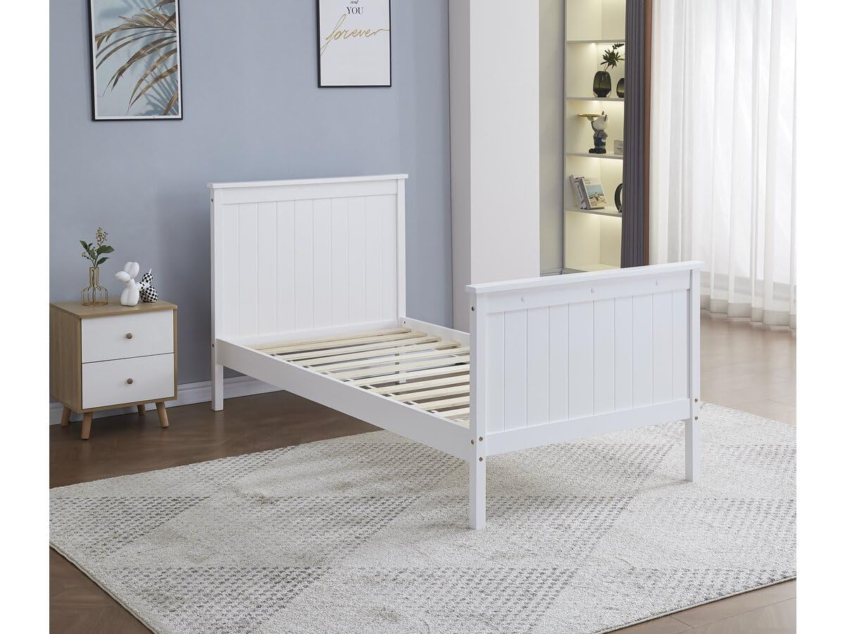 Habitat et Jardin Letto Singolo Bambini Legno Massello Bianco 90x190 cm