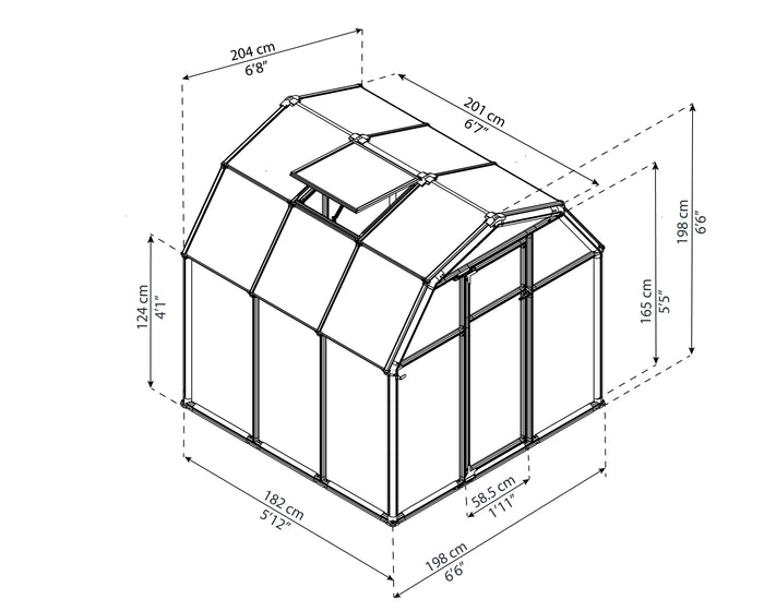 Canopia Eco Grow Doppio Strato Serra Da Giardino in Policarbonato 197X204X198 cm Verde 