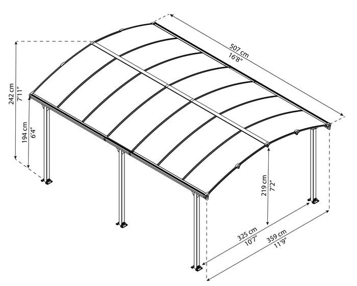 Gazebo in Alluminio Tucson 3.6X5 m