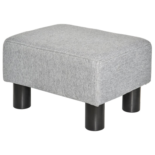 Pouf Poggiapiedi Imbottito 40x30x24 cm in Tessuto Effetto Lino Grigio