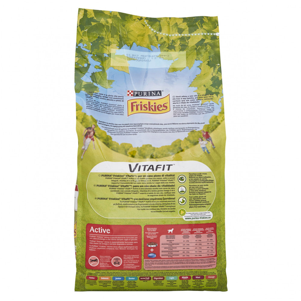 Purina friskies per cani crocchette vitafit active con manzo in confezione da 10 kilogram