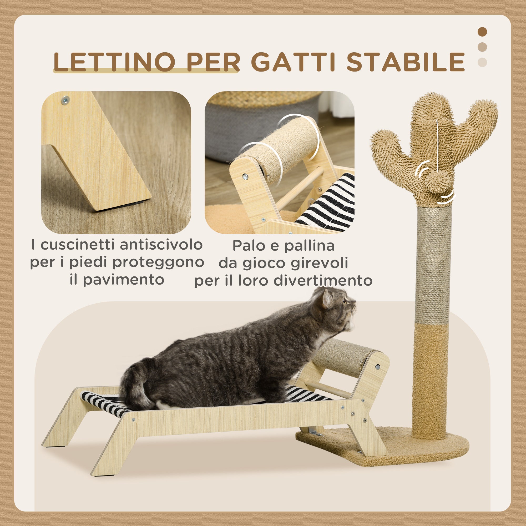 Albero Tiragraffi per Gatti 88,5x31,5x76,5 cm con Amaca