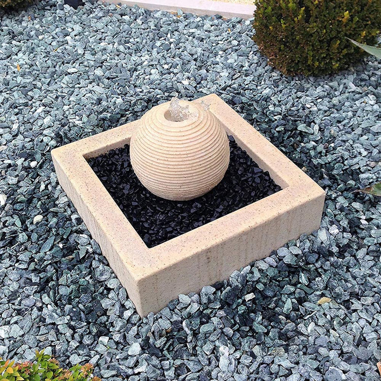 Sfera saturno marmo con led pompa e ghiaino cascata decorativa per giardini ed interni