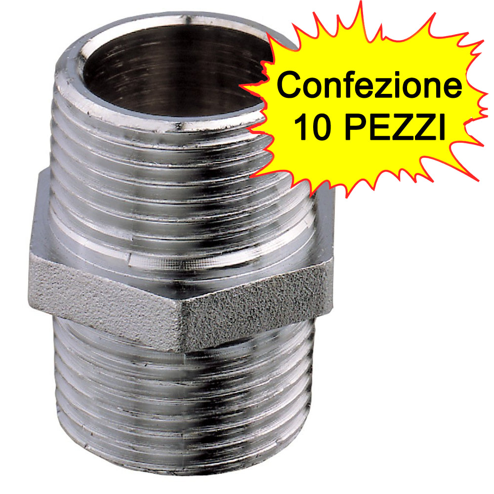 Niples in ottone cromato da 1/2 maschio maschio