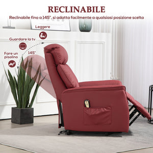 Poltrona Relax Reclinabile Alzapersone Elettrica con Telecomando Rosso