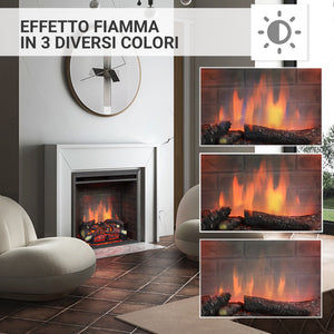 Camino elettrico a incasso Calida 26"| Fiamma 3D, riscaldamento 2000W, crepitio | Telecomando & Termostato | Nero