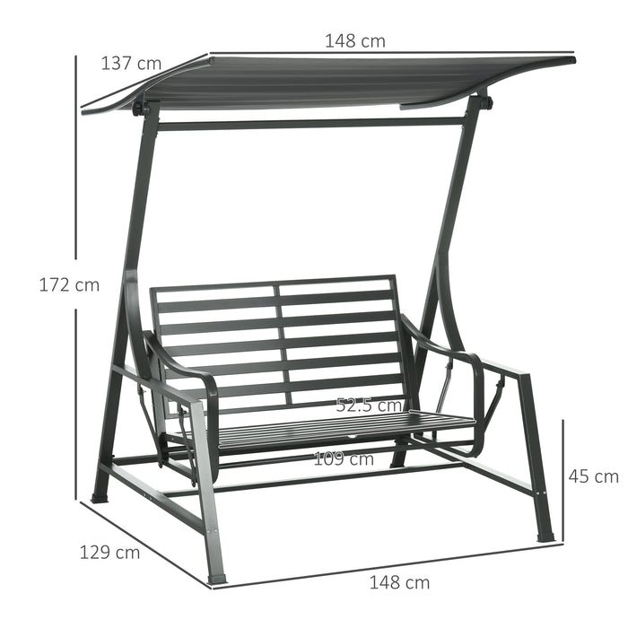 Dondolo da Giardino 2 Posti 148x129x172 cm in Acciaio Grigio scuro