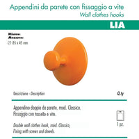 1 appendino da parete classic disco fissaggio a muro arancione