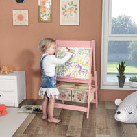 Lavagna per Bambini 3 in 1 54x46,5x93 cm con Cavalletto Rosa