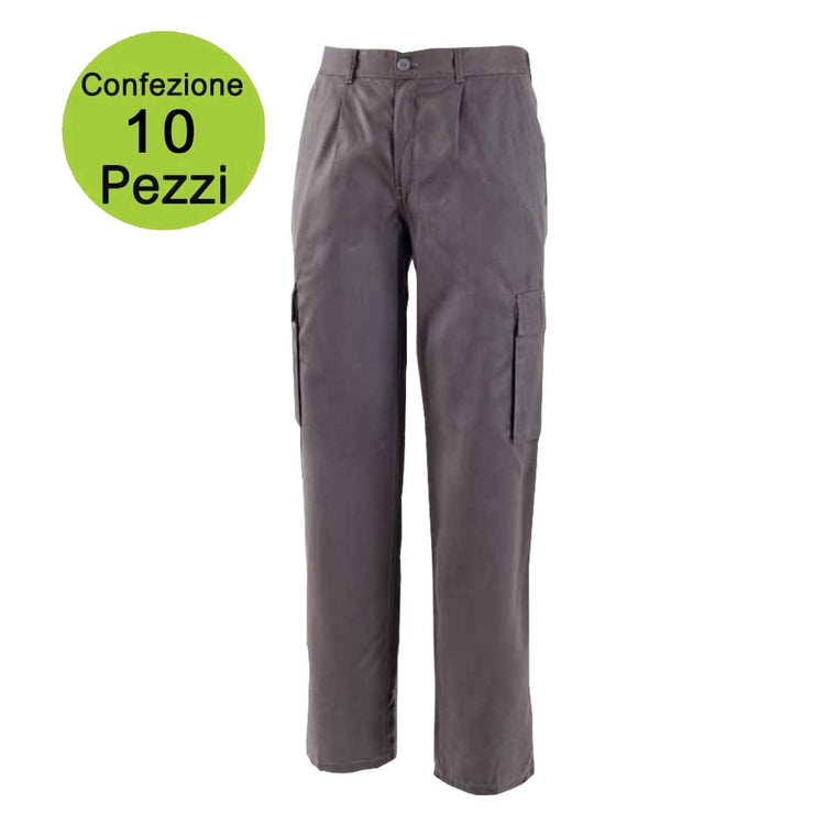 Multipack da 10 pz tg. xxl pantaloni da lavoro work professional multitasche grigio