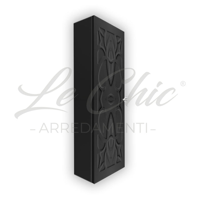 Mobile bagno nero sospeso stile Luxury con colonna - 90 cm, Rettangolare con applique