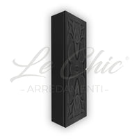 Mobile bagno nero sospeso stile Luxury con colonna - 100 cm, Rettangolare con applique