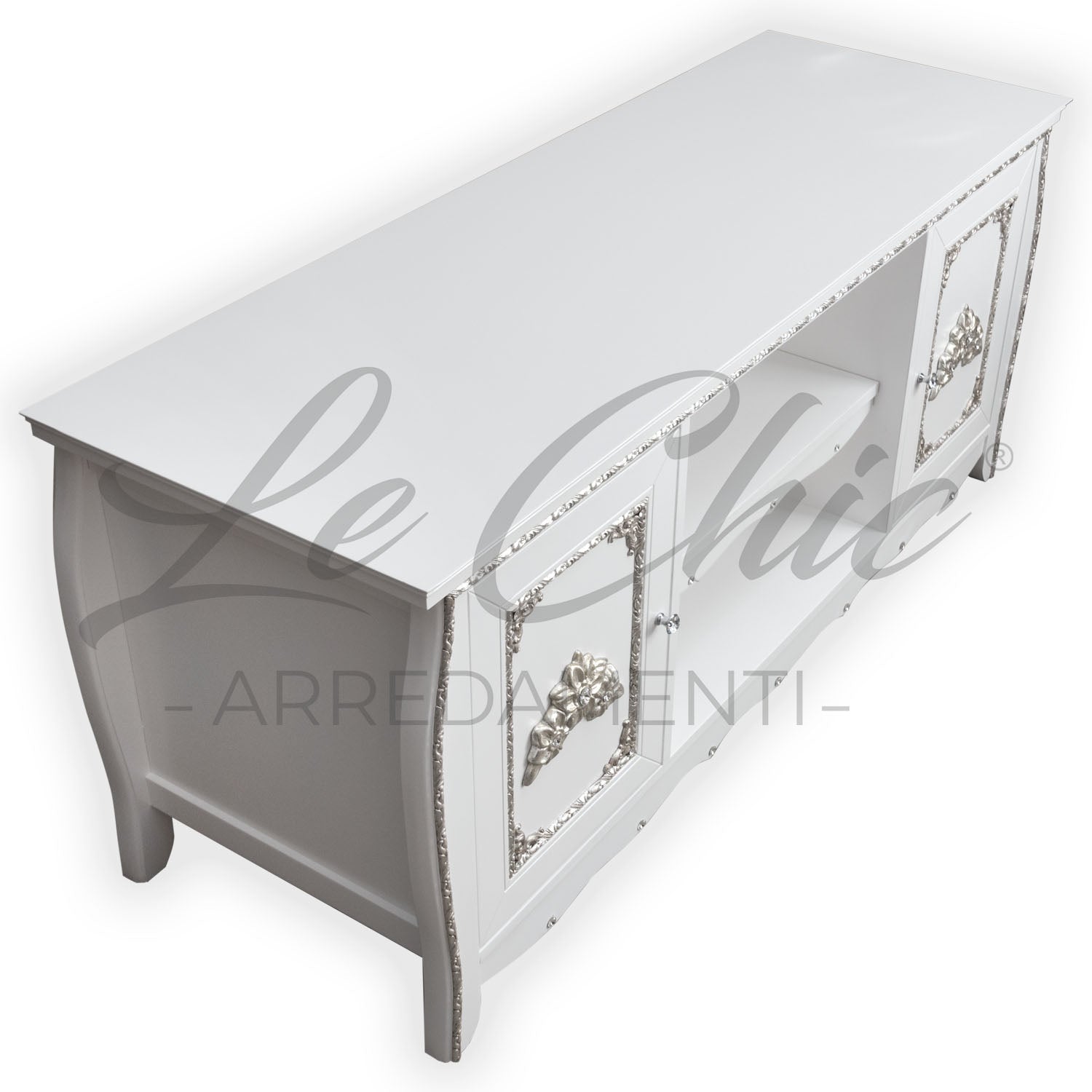 Porta Tv barocco bianco luxury 140 cm