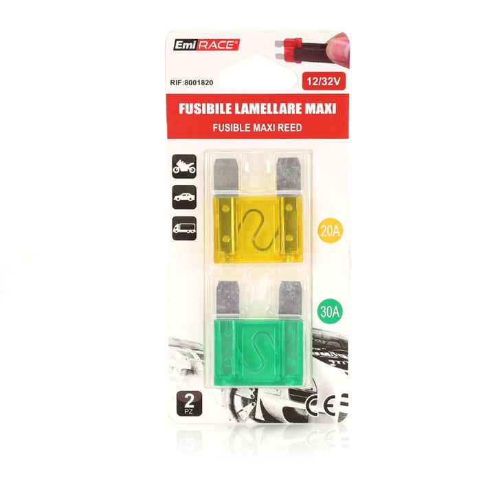 2 Fusibili Piatti Grande Maxi Reed 20A+30A 34,2X29,2X8,9mm