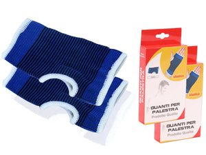 2 Guanti Da Palestra Con Polsiera Fascia Elastica Per Mano e Polso Colore Blu