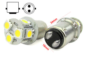 2 Lampade Led Barca Nautica BA15D B15D Bianco Freddo 12V 24V 2W No Polarita Piedi Dritti 8 Smd 5050 Baionetta G18