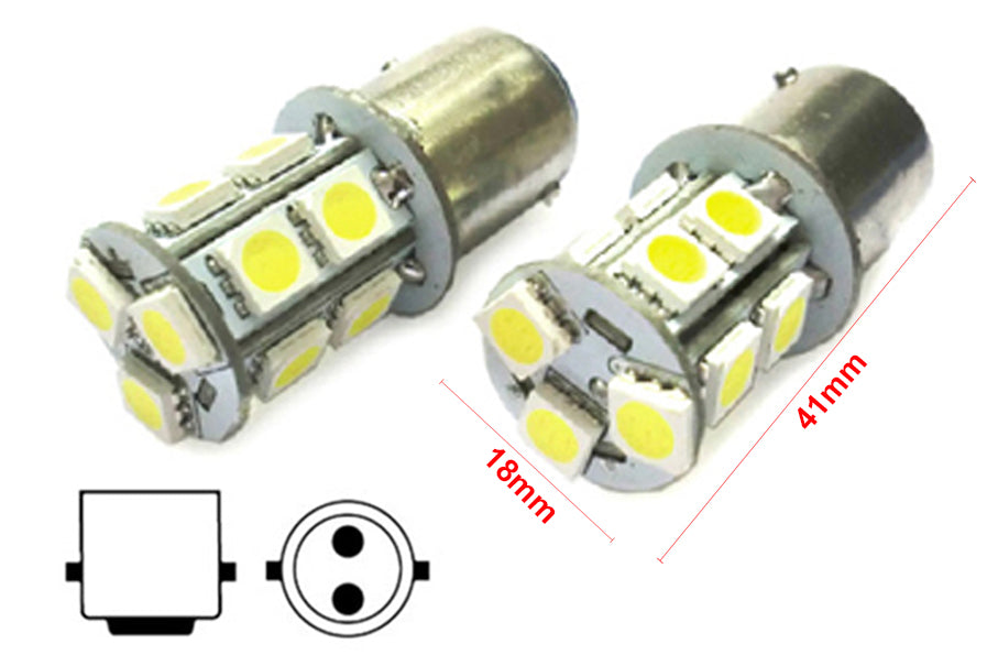 2 Lampade Led Barca Nautica BA15D B15D Bianco Freddo 12V 24V 3W No Polarita Piedi Dritti 13 Smd 5050 Baionetta G18