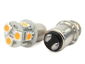 2 Lampade Led Barca Nautica BAY15D Bianco Caldo 12V 24V 2W No Polarita Piedi Sfalfati 8 Smd 5050 Baionetta G18,5