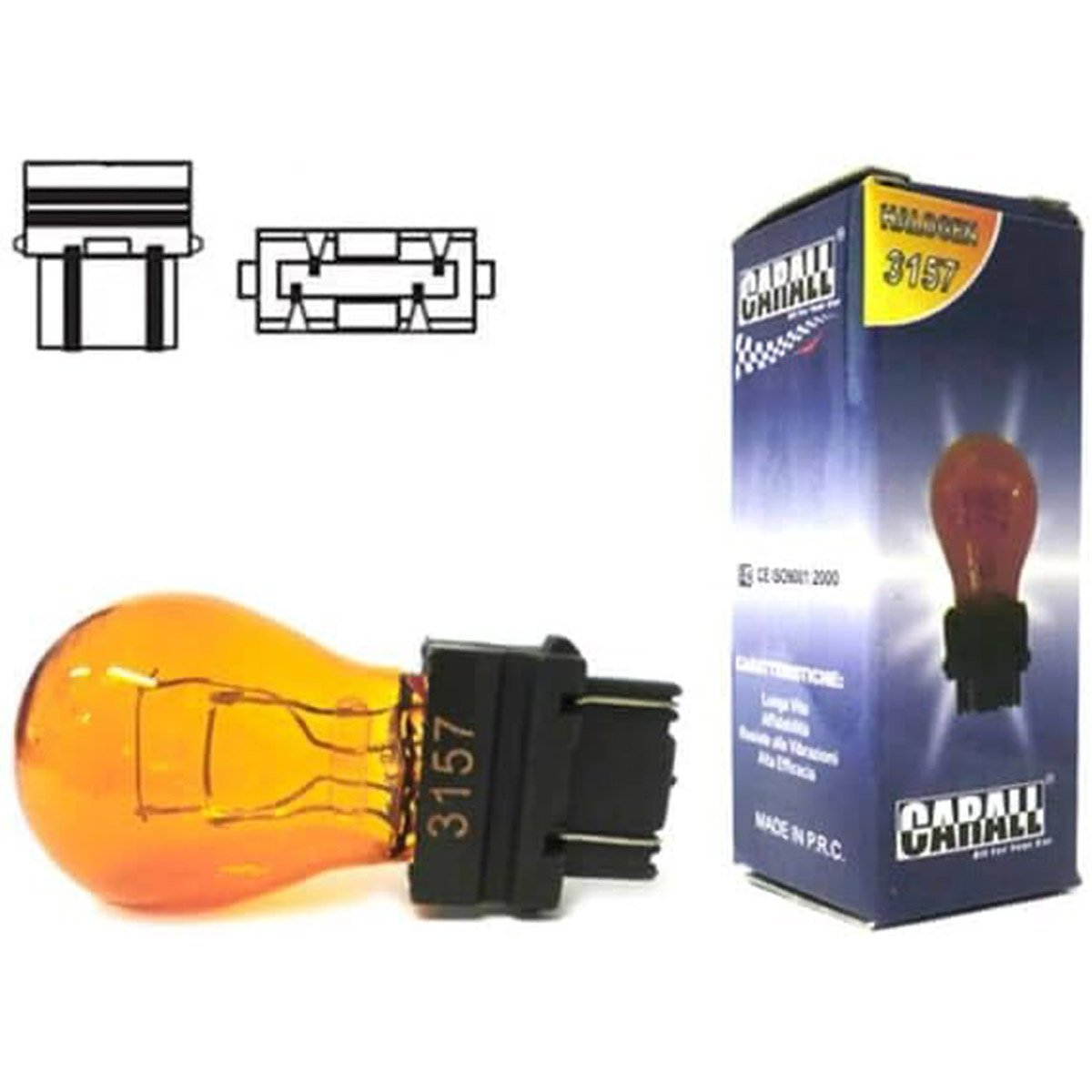 2 PZ Lampada Alogena 3157 Clear T25 P27/7W 12V 27/7W W2.5x16q Doppio Filamento