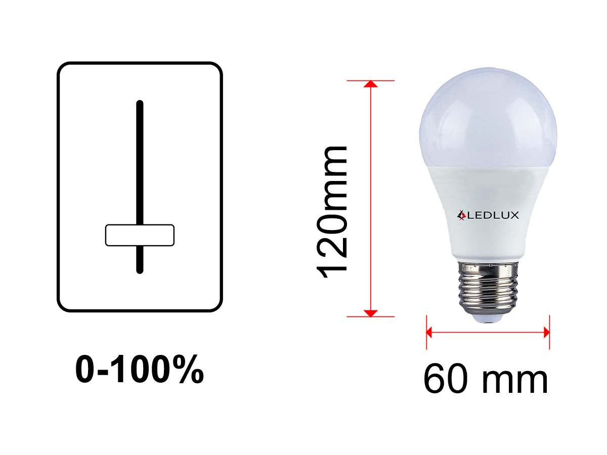 2 PZ Lampada Led E27 Dimmerabile Triac Dimmer 12W 220V Bianco Caldo 3000K 1050 Lumens