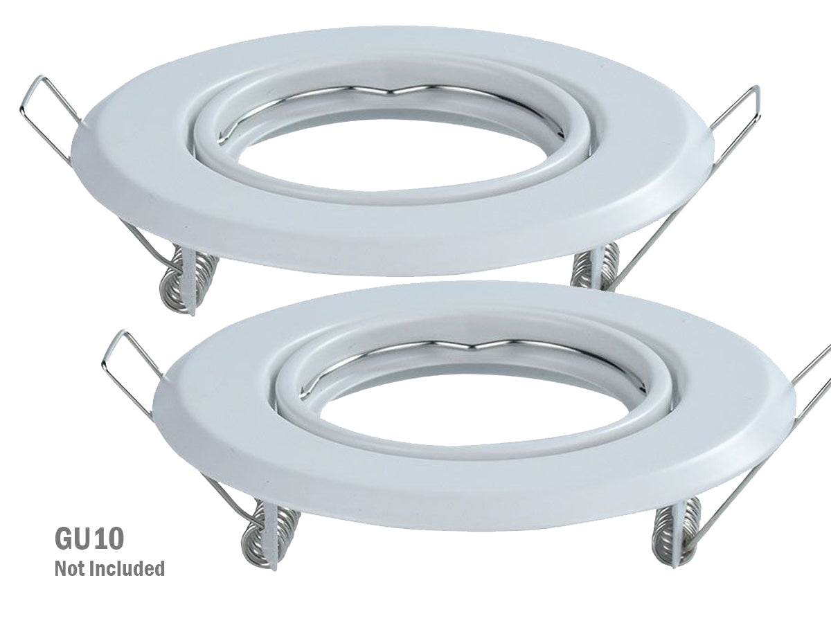 2 PZ Porta Faretti Led GU10 MR16 Rotondo Orientabile Con Molla Colore Bianco SKU-8938