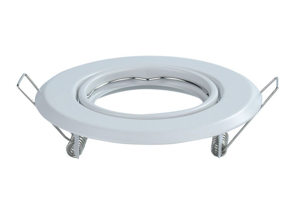 2 PZ Porta Faretti Led GU10 MR16 Rotondo Orientabile Con Molla Colore Bianco SKU-8938