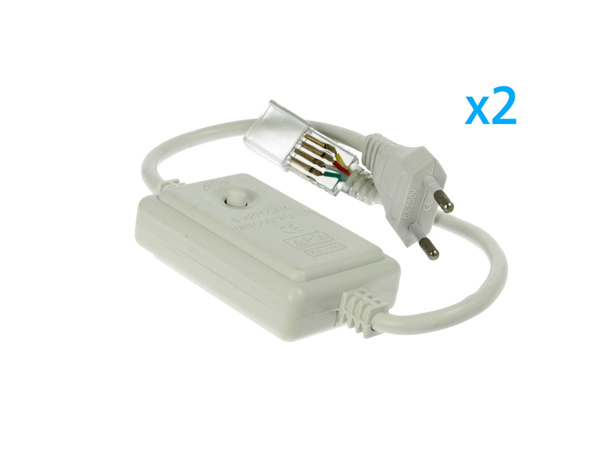 2 PZ Spina Alimentatore Trasformatore Raddrizzatore 4 Pin Passo 9mm Per Bobina Led RGB 220V Con Bottone Interruttore Mini Controller 8 Programmi