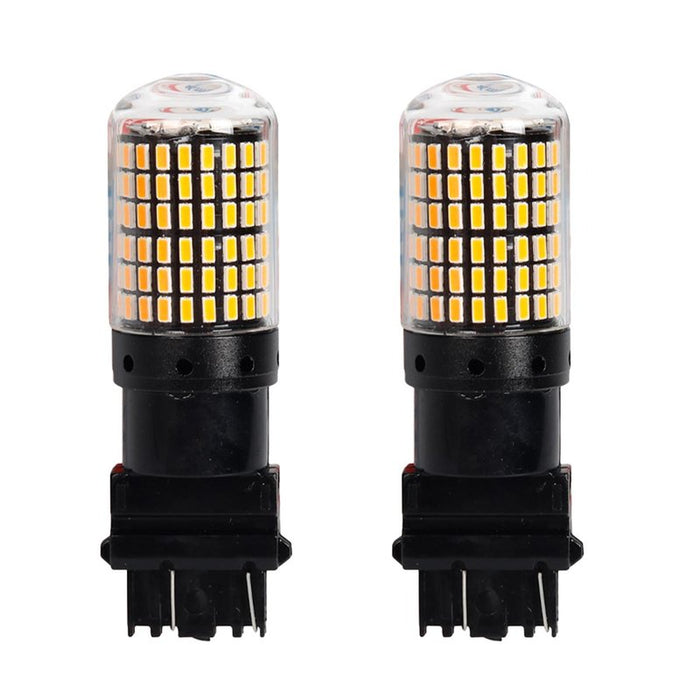 2 Pezzi 3157 T25 P27/W 65mm Lampada LED Auto Camion 12V 24V Canbus 144 SMD 3014 300lm 10W/3W Doppio Filamento   Gialla Ambra