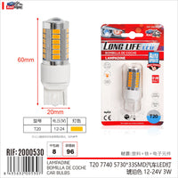 2 Pezzi Lampada Led T20 7440 W21W W21YW 33 SMD 5730 12V 24V 280lm 3W Luce Ambra Compatibile con Auto e Camion 61mm