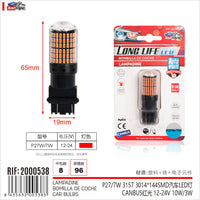 2 Pezzi 3157 T25 P27/W 65mm Lampada LED Auto Camion 12V 24V Canbus 144 SMD 3014 300lm 10W/3W Doppio Filamento Rosso