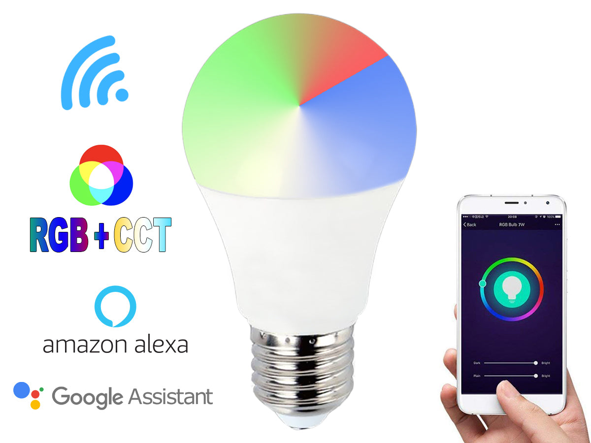 2 Pezzi Lampade Led E27 Wifi Smart A65 15W 1500lm RGB + CCT APP Tuya Compatible Con Alexa e Google Home