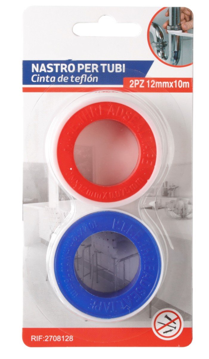 2 Pezzi Nastro in Teflon Sigillante per Filettatura PTFE 12mm X 10MT Per Riparazioni Idrauliche