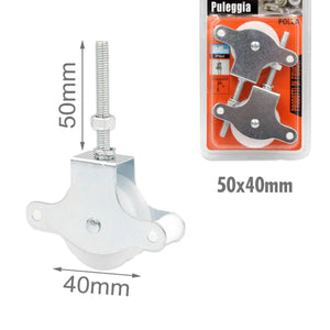 2 Pezzi Puleggia Vite con Bullone in Acciaio Inox con Ruota Incluso Vite da Fissaggio 50x40mm Puleggia Stendibiancheria Sicura