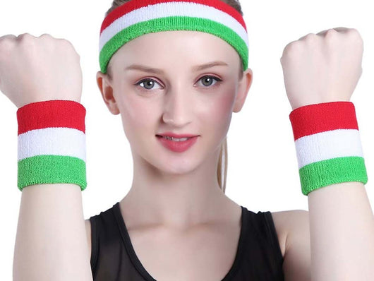 2 Polsiera Tricolori Fascia da Polso Elastica Per Sport Palestra Lavoro