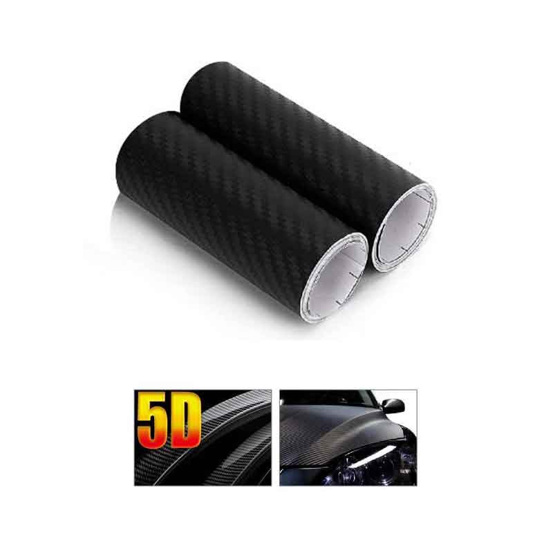 2 Rotoli Pellicola Adesiva Carbonio Rivestimento Nero per Auto e Moto 13cm x 500cm Effetto 5D