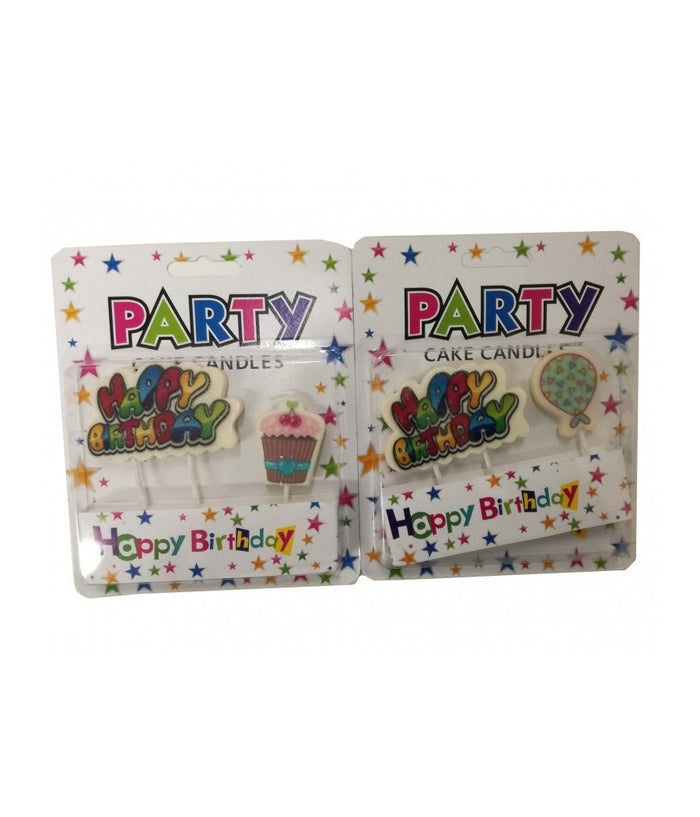 2 Candeline In Cera Happy Birthday Cup Cake Palloncino Torta Party Compleanno         