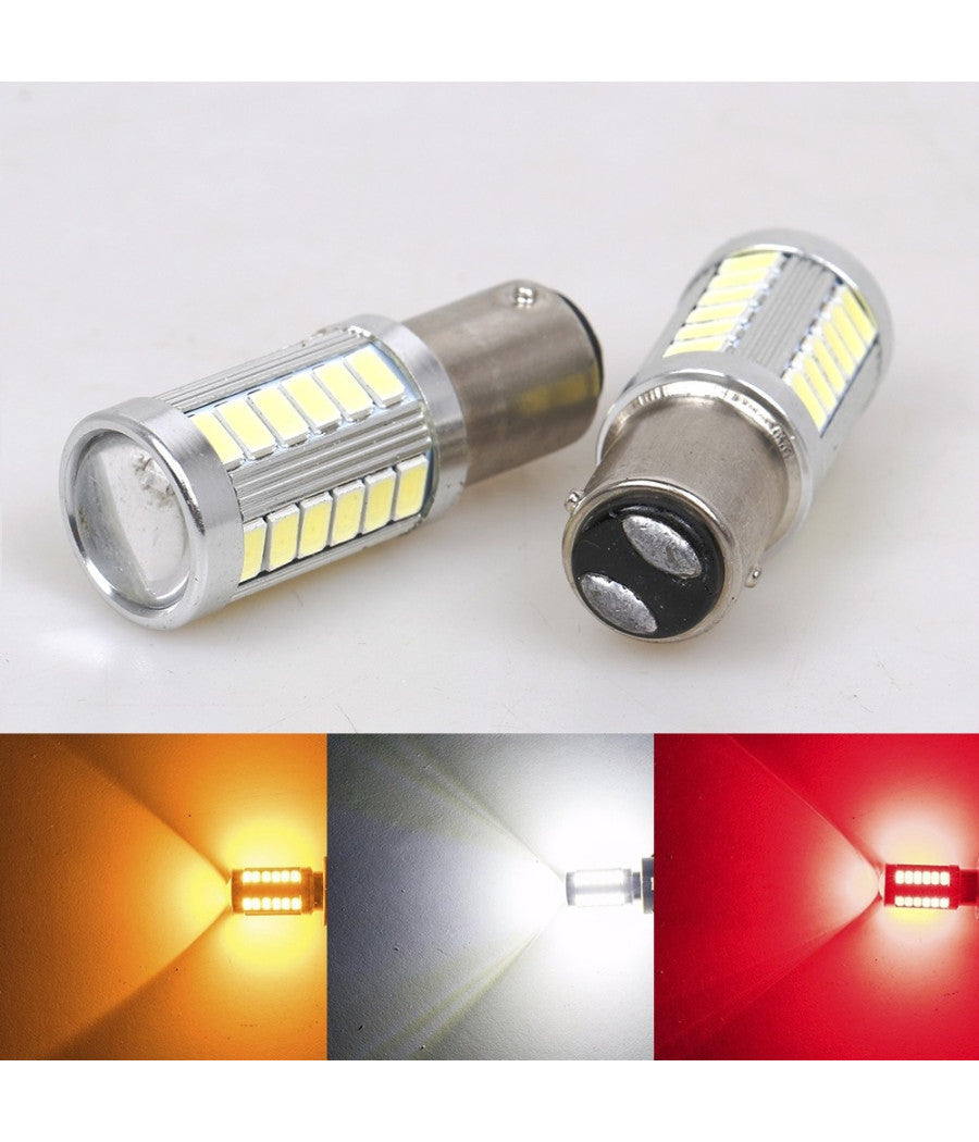 2 Lampadine Luce Posizione Luci Posteriori Stop Bay15d 33 Led Smd 12 - 24 Volt         