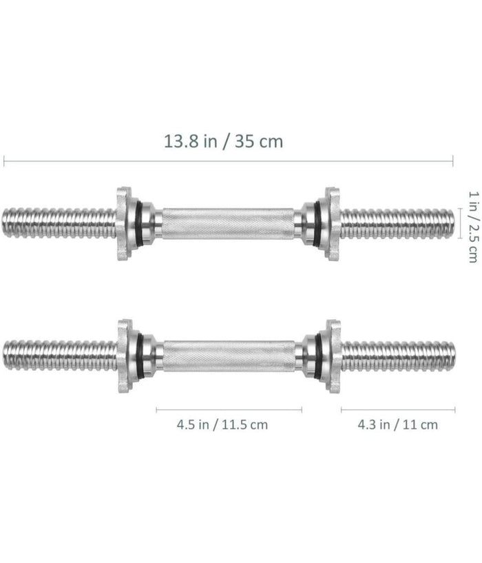 2 Manubri Filettati Da 35cm Per Sollevamento Pesi Sport Allenamento Palestra         