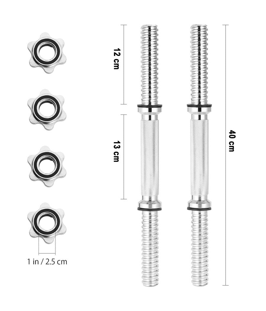 2 Manubri Filettati Da 40cm Per Sollevamento Pesi Sport Allenamento Palestra         