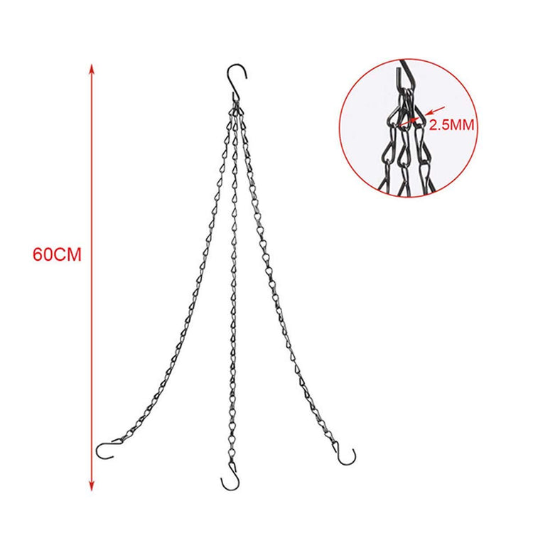 2 pcs Catena di Metallo Sospesa per Appendere Cesto Fioriera Piante con Ganci 60cm*2,5mm