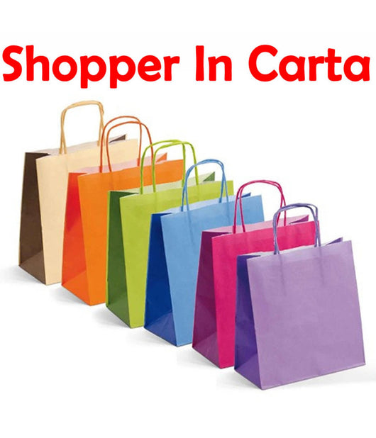 2 Pz Borsa Shopper Busta Regalo In Carta Modelli Assortiti 210 Gr 18x10x18 Cm         