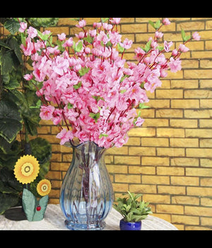 2 Pz Fiori Pesco Finti Artificiali Primavera Decorazione Interno Esterno Bouquet  Rosa       