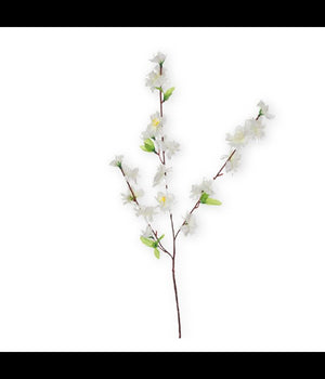 2 Pz Fiori Pesco Finti Artificiali Primavera Decorazione Interno Esterno Bouquet  Bianco       