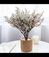 2 Pz Fiori Pesco Finti Artificiali Primavera Decorazione Interno Esterno Bouquet  Bianco       