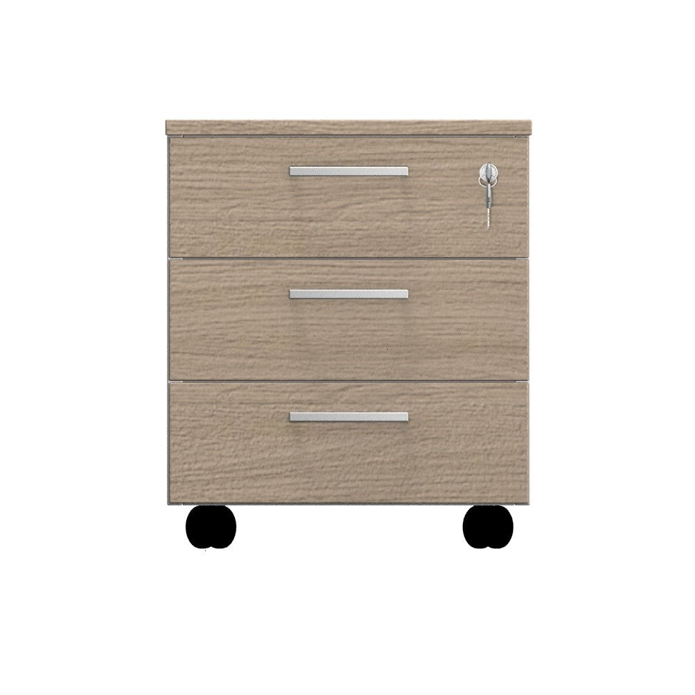 Cassettiera da ufficio con Rotelle OFFICE, L 42 x P 56 x H 51 cm (Rovere Chiaro)