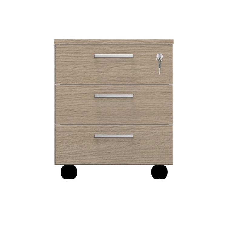 Cassettiera da ufficio con Rotelle OFFICE, L 42 x P 56 x H 51 cm (Rovere Chiaro)