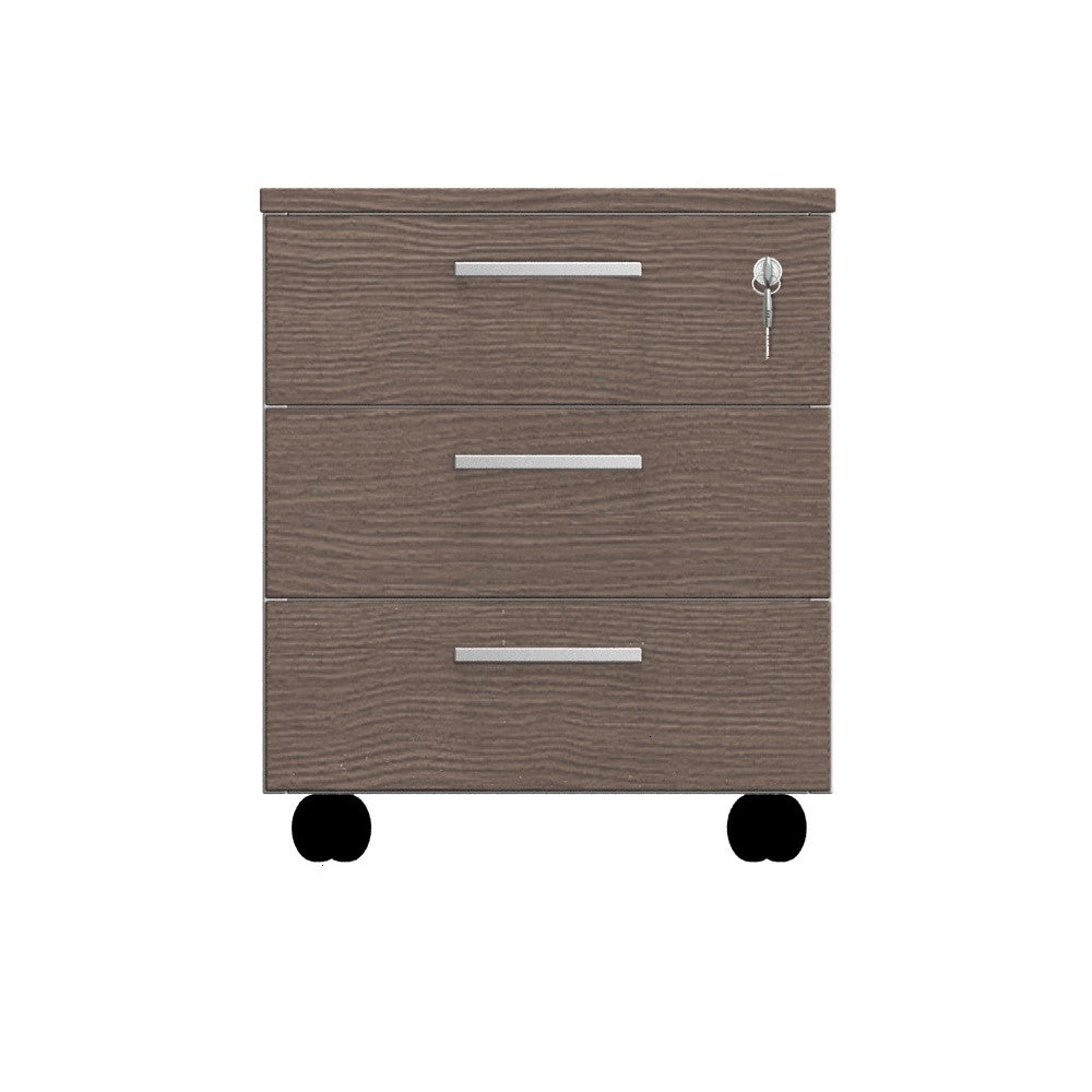 Cassettiera da ufficio con Rotelle OFFICE, L 42 x P 56 x H 51 cm (Rovere Tabacco)