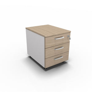 Cassettiera da ufficio con Rotelle OFFICE, L 42 x P 56 x H 51 cm (Rovere Chiaro)